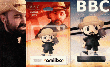 a man wearing a cowboy hat is next to a card that says bbc pastor dave