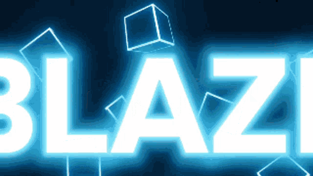 a neon sign that says blaze with a blue background