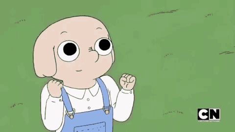 a cartoon character is pointing at something with the cn logo in the corner