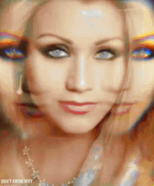 a close up of a woman 's face with the words do n't know why below it