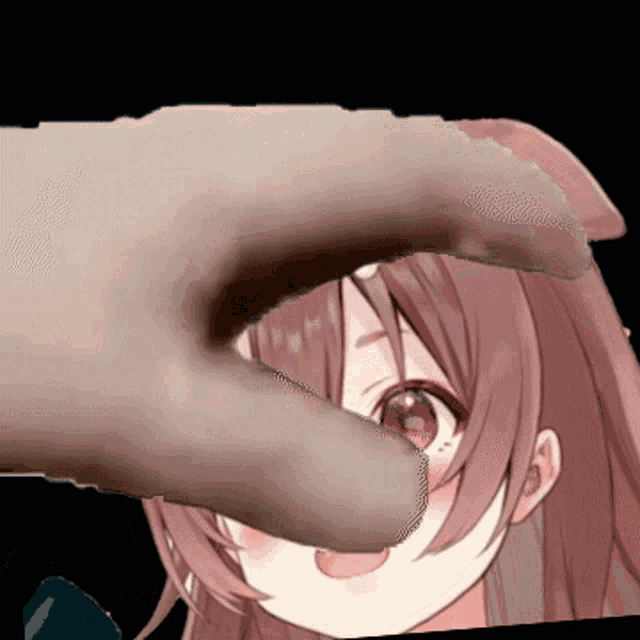 a close up of a person 's hand covering a girl 's eyes