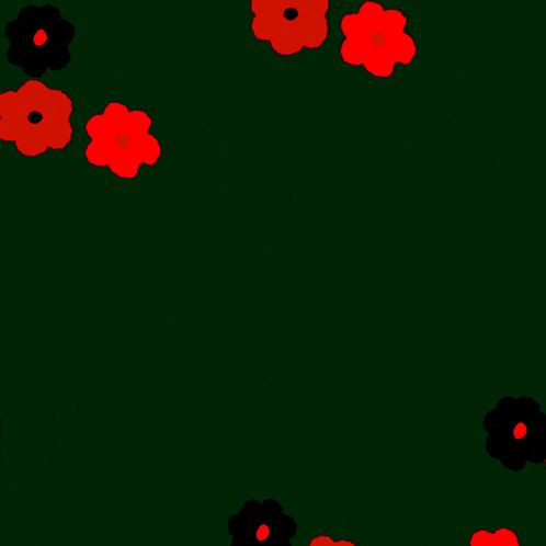 a green background with red and black flowers and the words " i 'm sorry "