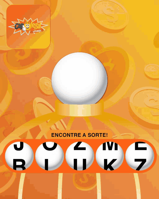 a lottery advertisement with a ball in the middle and the words " encontre a sorte " below it