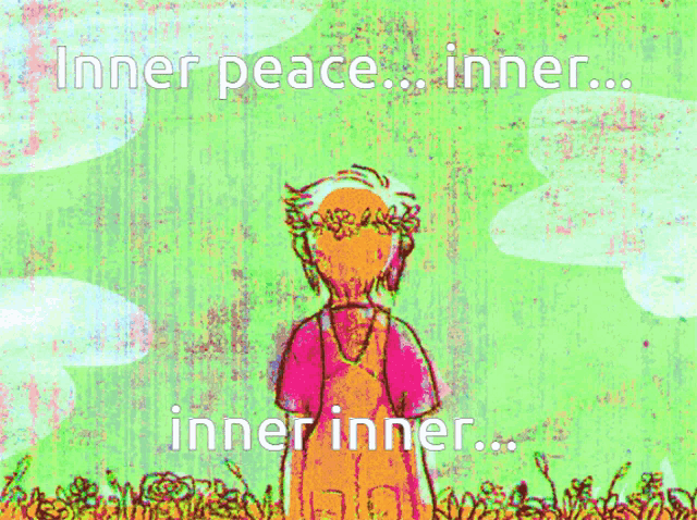 a colorful drawing of a person with the words inner peace written on it