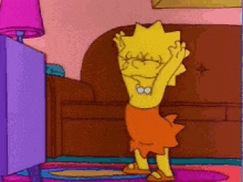 a cartoon of lisa simpson dancing in front of a television