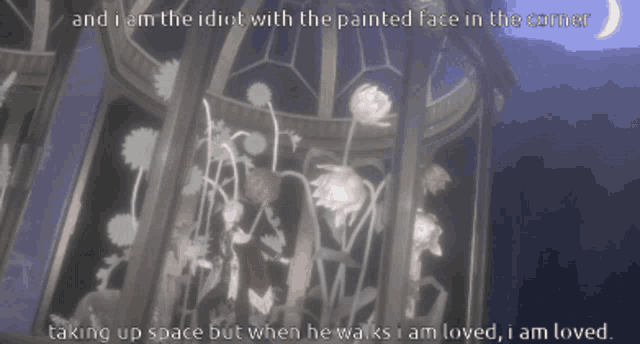 a picture of a carousel with the words and i am the idiot with the painted face in the corner taking up space