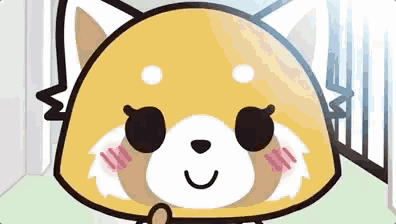 a close up of a cartoon red panda smiling
