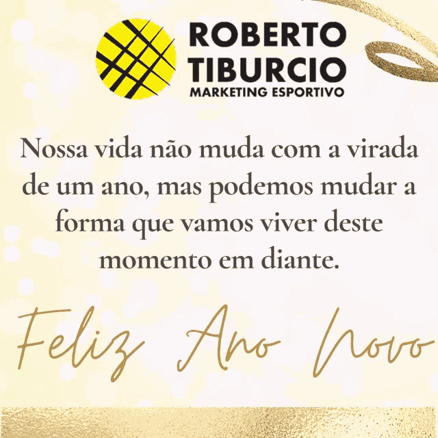a roberto tiburcio marketing esportivo greeting card with a gold background