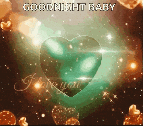 a green heart with the words goodnight baby i love you written on it