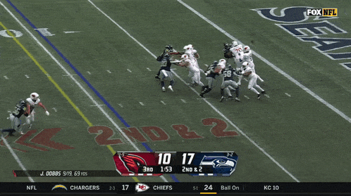 a football game between the chargers and the seahawks on fox nfl