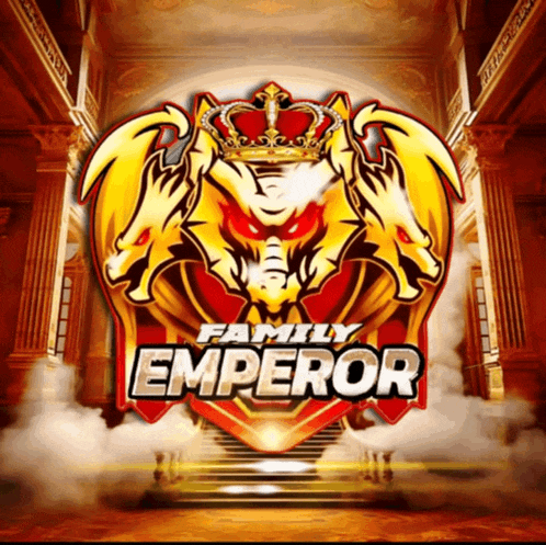 a logo for family emperor shows a dragon with a crown