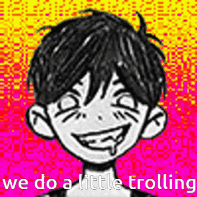 a black and white drawing of a boy with a smiley face on a colorful background .