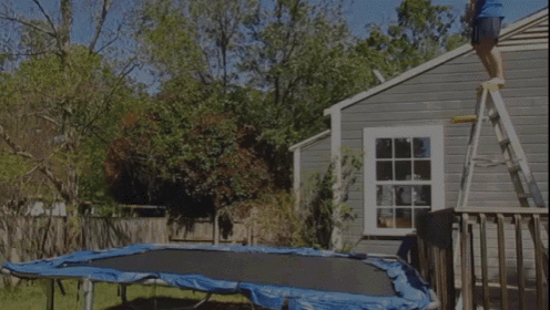 Ladder. Trampoline. What Could Go Wrong? GIF - Flip Ouch Pain GIFs