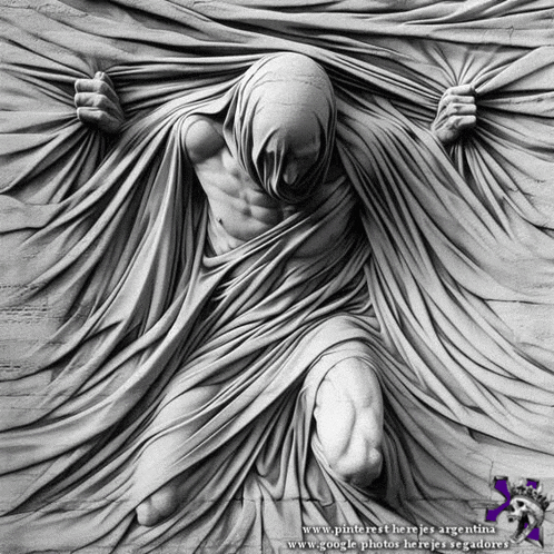 a black and white photo of a statue with the website www.pinterest herejes argentina