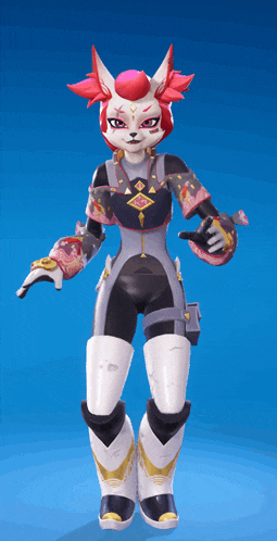 a cartoon character with a fox 's head and red hair is dancing