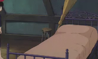 疲れた　つかれた　魔女の宅急便　キキ　ジブリ 疲労 GIF - Anime Tired Bed GIFs
