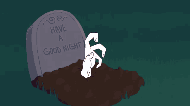 a cartoon character with a pumpkin head is in a grave