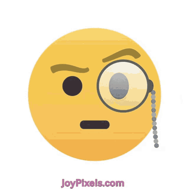 a yellow smiley face with a magnifying glass on its eye