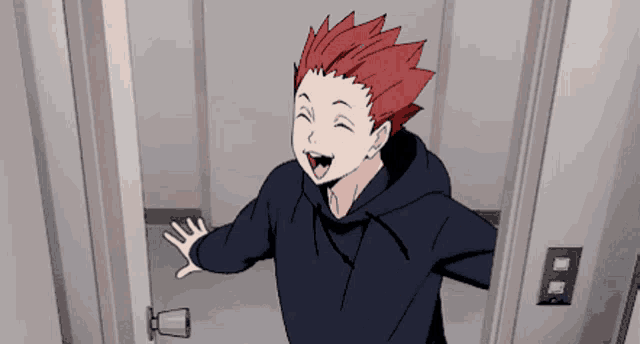 a cartoon character with red hair and a black hoodie
