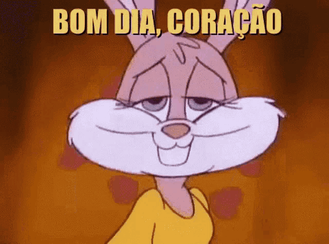 a cartoon bunny with the words bom dia coracao written above it