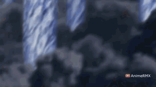 a close up of a person 's face in a blurry anime scene .