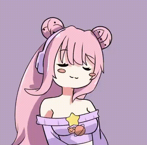 a cartoon of a girl with pink hair wearing a purple sweater and headphones .
