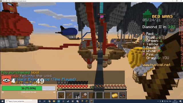 a screenshot of a video game called bed wars on a windows computer
