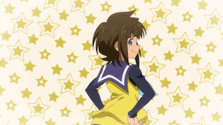 a girl with brown hair and blue eyes is wearing a sailor uniform