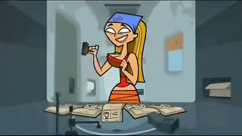 a cartoon of a girl with a bandana on her head holding a camera