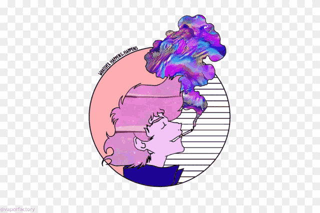 a drawing of a person smoking a cigarette with purple smoke coming out of his mouth