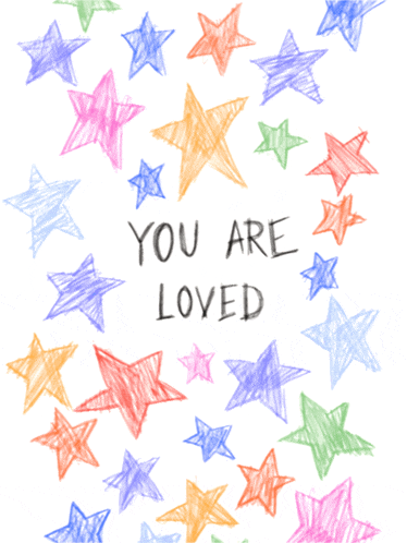 a drawing of stars with the words " you are loved "