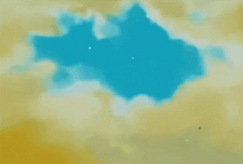 a painting of a blue cloud with a star in the middle
