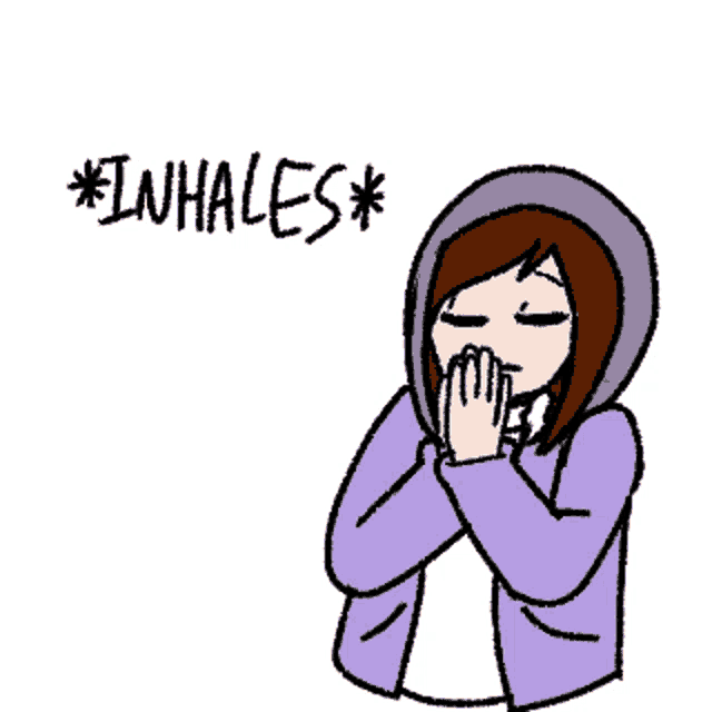 a cartoon of a girl covering her mouth with her hands and the words why written above her
