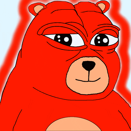 a close up of a red bear with a blurry background