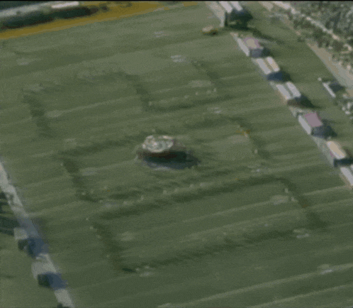 an aerial view of a football field and the words super bowl