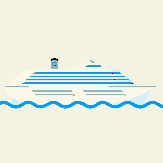 an illustration of a cruise ship with the letter c on the side