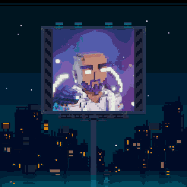 a pixel art of a man with a beard