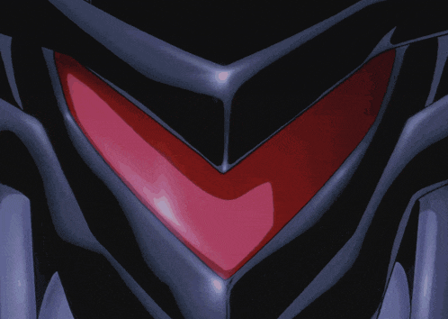 a close up of a red triangle with a white line on it