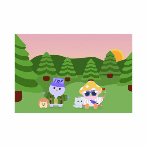 a cartoon drawing of a owl and a mushroom with the letters tnt on their hat