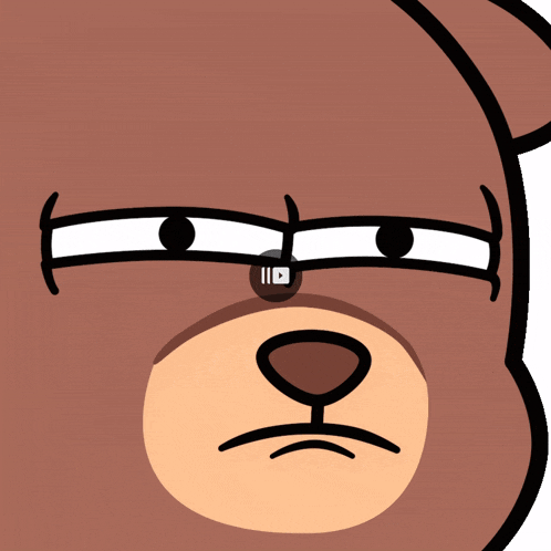 a close up of a teddy bear 's face with a youtube icon on the nose