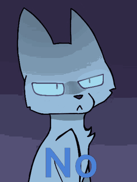 a cartoon drawing of a cat with the word no on the bottom