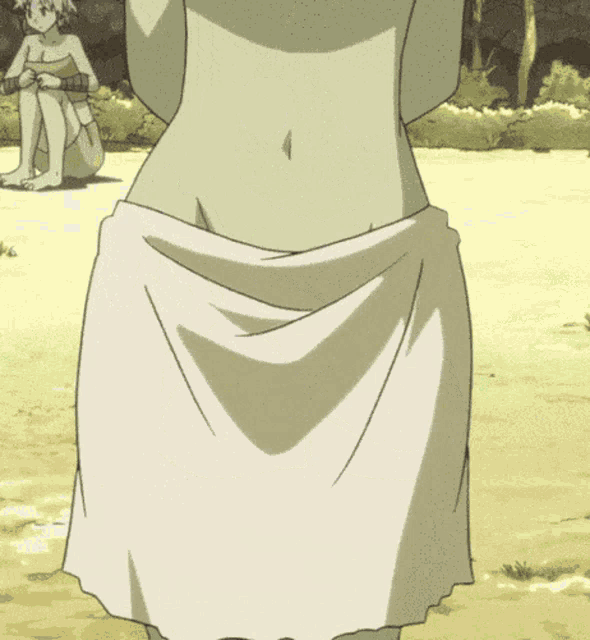 a cartoon drawing of a woman in a white towel