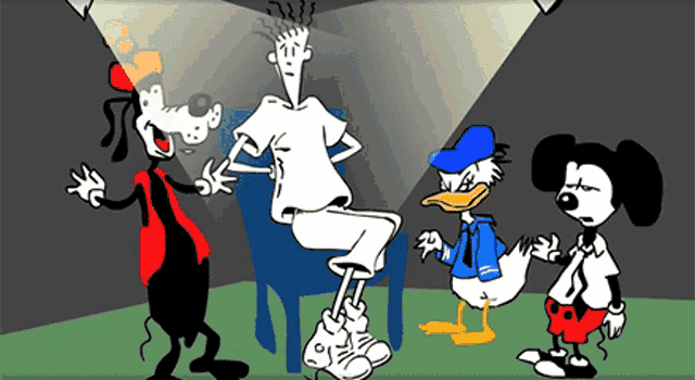a group of cartoon characters including mickey mouse and goofy