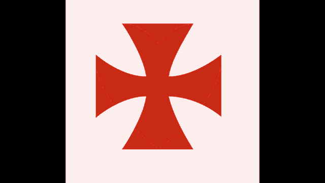 a red cross with a pink circle around it on a white background