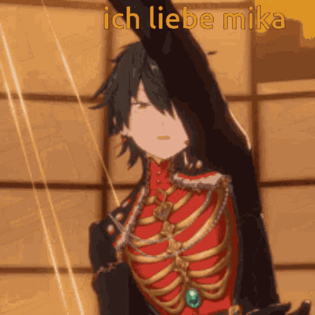 a cartoon character with the words ich liebe mika written on it