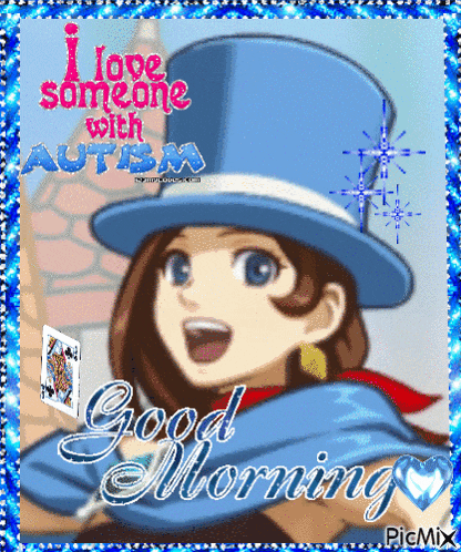a picture of a girl wearing a top hat with the words " i love someone with autism "