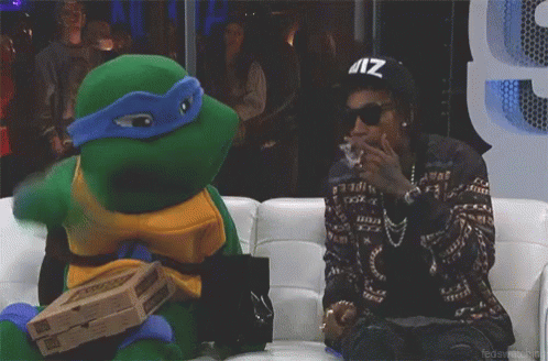 Wiz And A Nina Turtle Practice The Art Of Sharing GIF - Sharing Is Caring Wiz Khalifa Nina Turtles GIFs