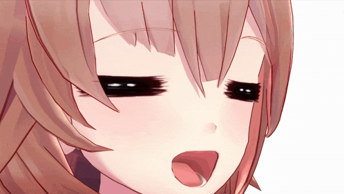 a close up of a girl with her mouth open