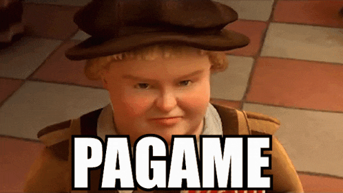 a cartoon character with the word pagame written in white