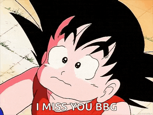a cartoon of a boy saying `` i miss you bbg ''